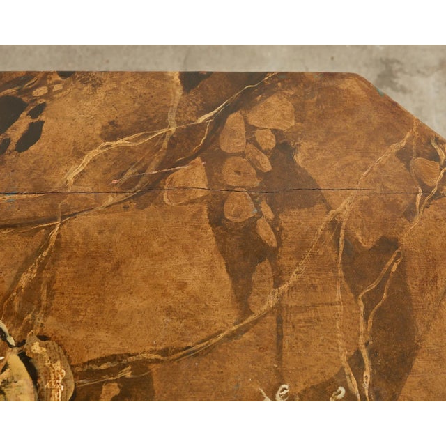 Wood Louis XIV Style Center Table Painted by Artist Ira Yeager For Sale - Image 7 of 13
