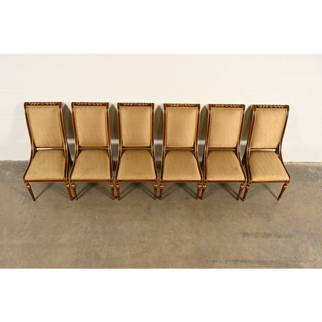 1980s Karges French Regency Louis XVI Carved Walnut and Gold Gilt Dining Chairs | Set of Six For Sale - Image 5 of 14