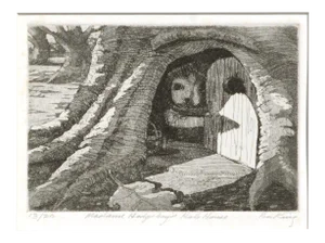 Bu King "Madame Hedgehog's Hole House" Drypoint Etching circa 1980s-1990s