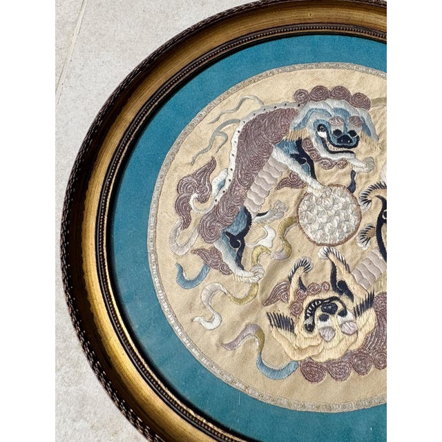 Silk Embroidered Artwork in Gilt Frame, France, 19th Century For Sale - Image 3 of 15