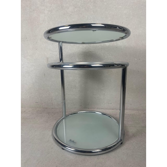 Vintage Italian Side Table in Chrome and Glass, 1980s For Sale - Image 11 of 12