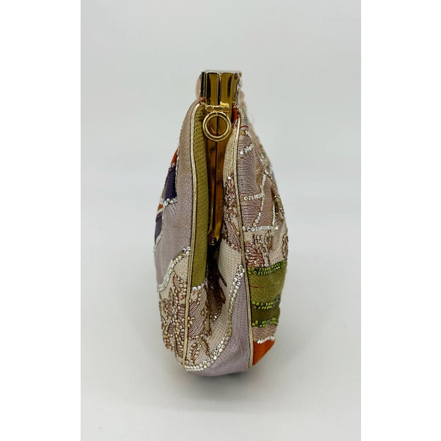 Glass Judith Leiber Vintage Silk and Swarovski Crystal Multicolor Clutch For Sale - Image 7 of 12