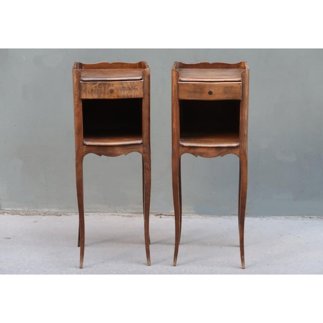 Brown 1960s Pair of French Louis XV Style Tiny Side Tables Nightstands For Sale - Image 8 of 12