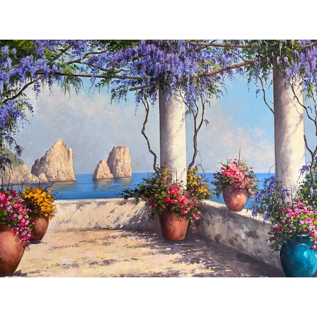 1990s Italian Artist Moriani (20c) Coastal Landscape Oil on Canvas Painting, Framed For Sale - Image 5 of 10