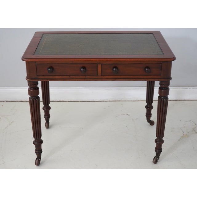 Age: C.1840-1860 Details: Hand Dovetailed Drawer Construction High Quality Construction Nice Tooled Leather Top Quality...