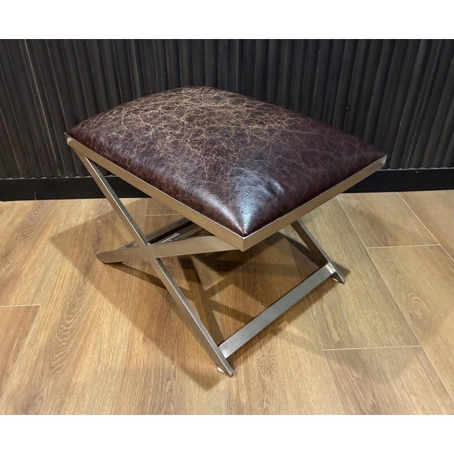 2020s Leather Ottoman by Ethan Allen For Sale - Image 5 of 9