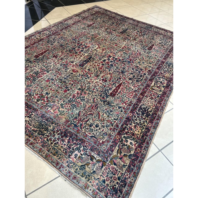 Wool pile genuine hand made antique Persian Lavar kerman -