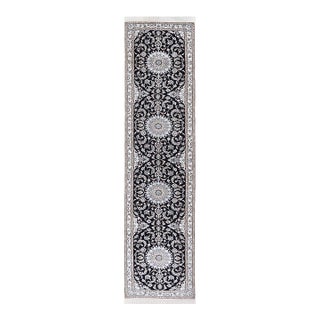 Pasargad DC Navy Blue Fine Hand Knotted Silk & Wool Rug For Sale
