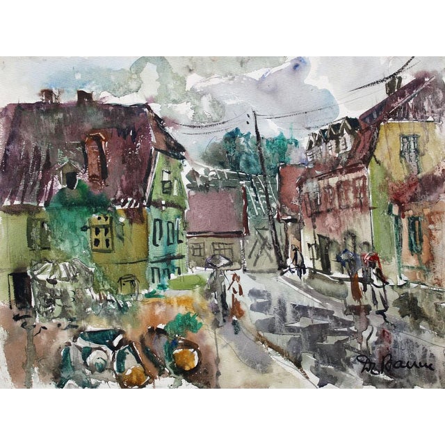 Dzidra Bauma, In a Small Town, 1969, Watercolor For Sale - Image 7 of 7