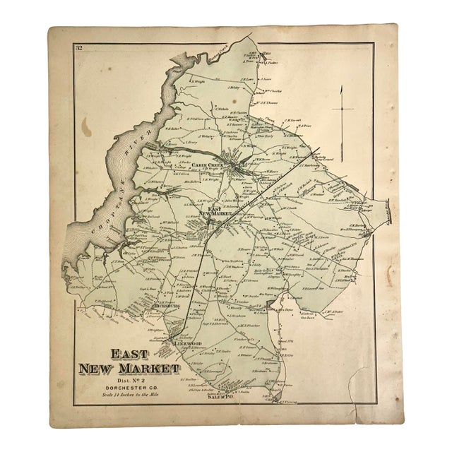 New Market & Cambridge Maryland Map, 1877 For Sale