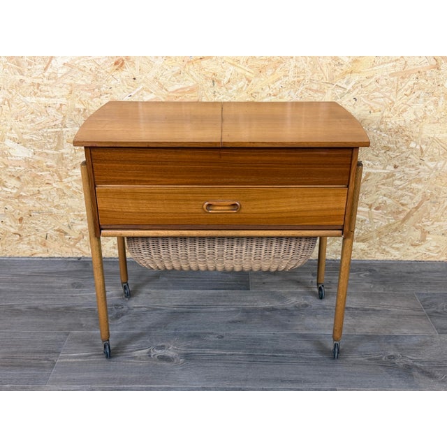 1960s/70s Teak Sewing Box, Sewing Table, Utensil Holder, Sewing Cart, Basket, Danish Design Item: Sewing Table...