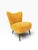 Danish Modern Cocktail Chair | Curved Winged Back in Golden Mustard Tweed | Tapered Wood Legs | C. 1950s For Sale - Image 4 of 9