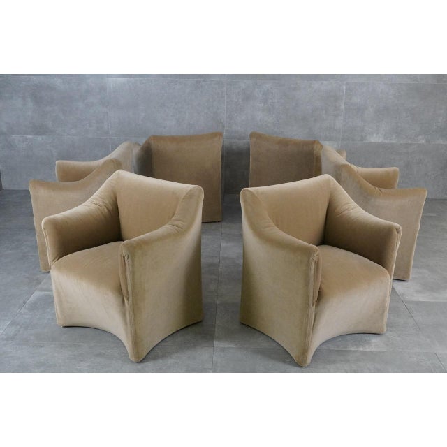 1970s Le Tentazioni Armchairs in Beige Velvet by Mario Bellini for Cassina, 1970s, Set of 6 For Sale - Image 5 of 18