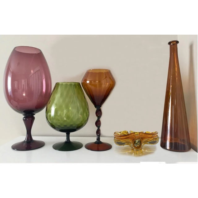 Yellow Bohemia Heavy Thick Art Glass Vase, 1970 For Sale - Image 8 of 8