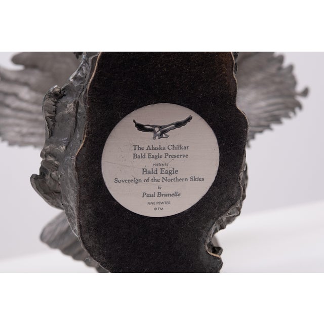 The Alaskin Chilkat Bald Eagle Statue in Pewter by Paul Brunelle, 2000 For Sale - Image 13 of 14