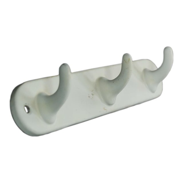 Vintage European Cast Iron Triple Hook Wall Rack For Sale