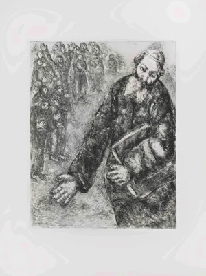 Marc Chagall, Joshua Reads the Words of the Law, Etching, 1956