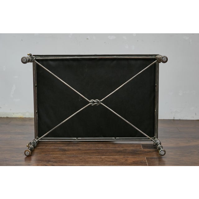 Eclectic Midcentury Zebra Hide Top Metal Coffee Table with Petite Gilt Tassels For Sale - Image 4 of 12