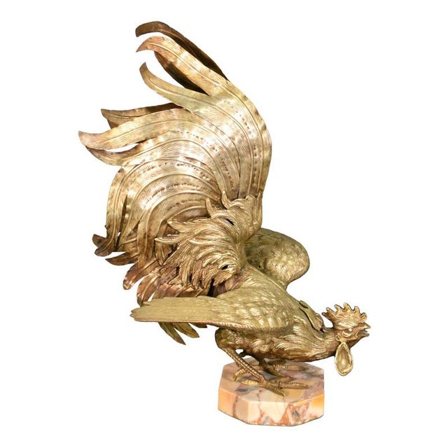 Large French Cockerel Rooster in Brass, 1950s For Sale - Image 13 of 13