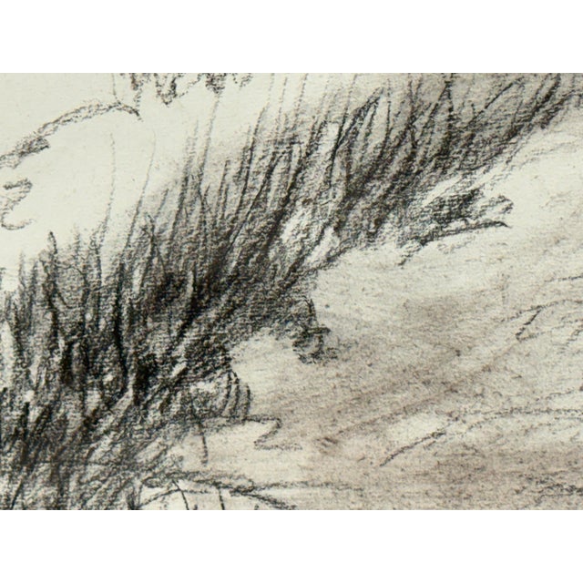 Black Drawing of European Laborer in Charcoal, Framed For Sale - Image 8 of 12