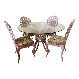 Mid 20th Century Vintage Cast Iron Shell Grotto Table and Chairs Set For Sale