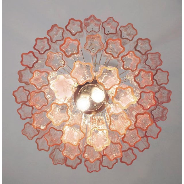 Tronchi Chandeliers with 48 Pink Glasses in the Style of Toni Zuccheri, Murano, 1990, Set of 2 For Sale - Image 10 of 16