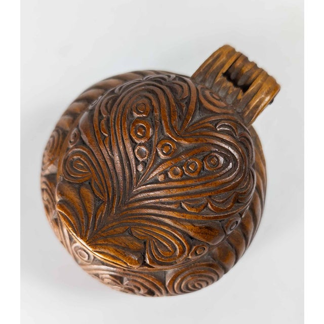 Brown 20th Century Maori Tribal Carved Treenware Inkwell, New Zealand For Sale - Image 8 of 11