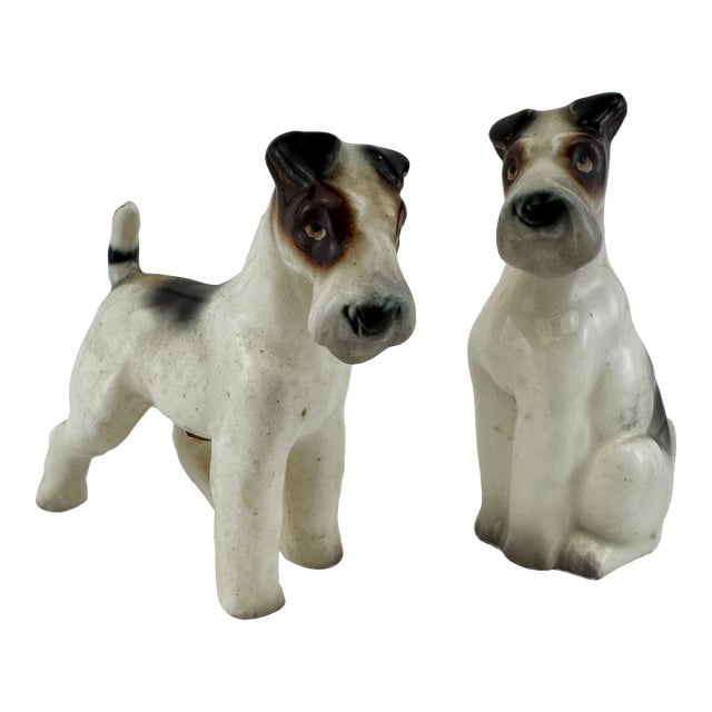 Vintage Mid Century Modern Fox Terrier Dog Salt & Pepper Shakers – A Pair For Sale