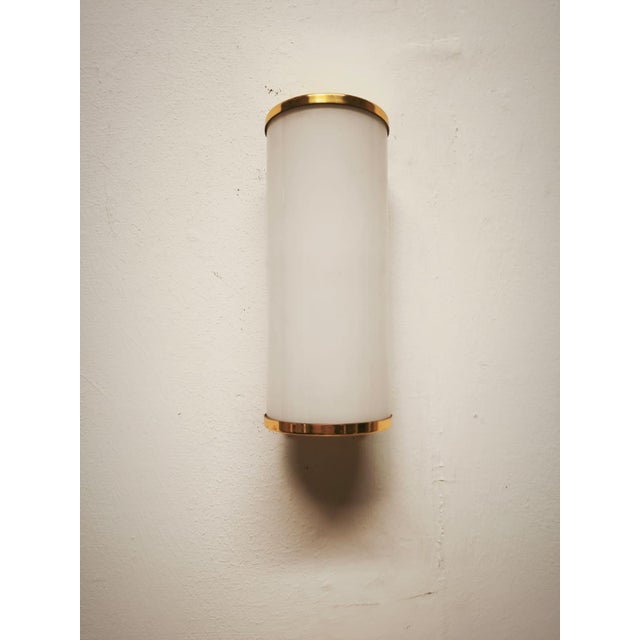 Mid-Century Modern Brass Wall Light with Opal Glass, 1960s For Sale - Image 3 of 9