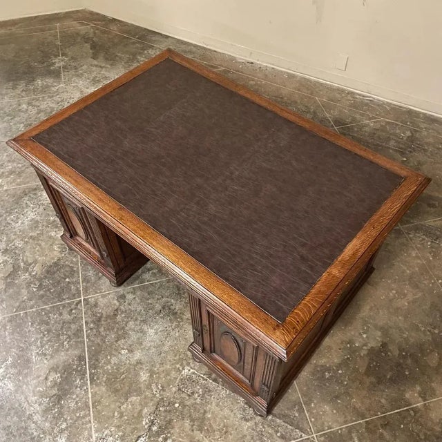 Early 20th Century Antique French Louis XVI Neoclassical Double Faced Desk For Sale - Image 5 of 13