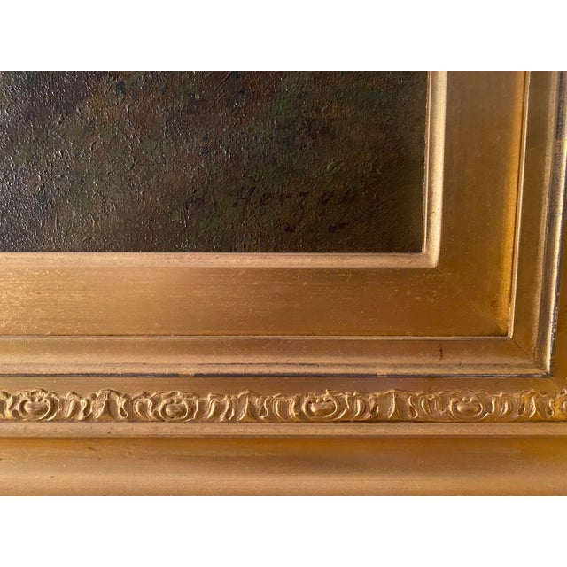 Textile Large Landscape Painting by Hermann Ottomar Herzog For Sale - Image 7 of 8