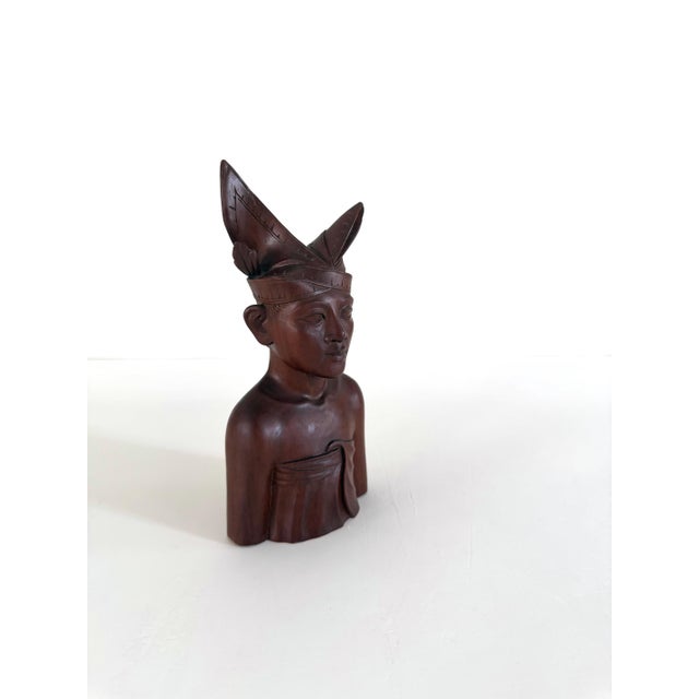 Mid Century Carved Wood Balinese Bust For Sale In Houston - Image 6 of 13