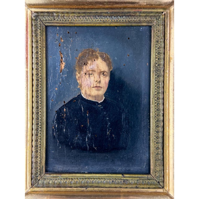 French Artist, Portrait of a Woman, 1800s, Oil on Board, Framed For Sale - Image 3 of 14