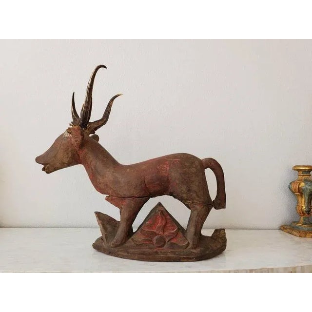 Folk Art Old Bali or Java Temple Deer Statue Indonesian Folk Art Carving For Sale - Image 3 of 11