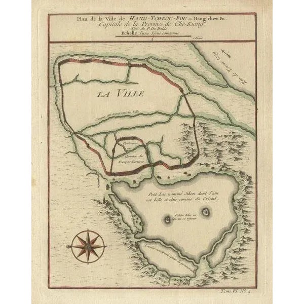 Antique Map of Hangzhou, 1750 For Sale - Image 3 of 5