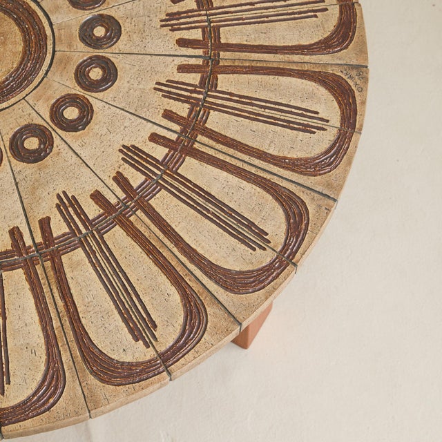 Wood Danish Ceramic Coffee Table by Ox Art for Trioh Møbelfabrik, 1970s For Sale - Image 7 of 11