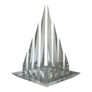 Vintage Van Teal Segmented Lucite Pyramid, Triangle Sculpture For Sale