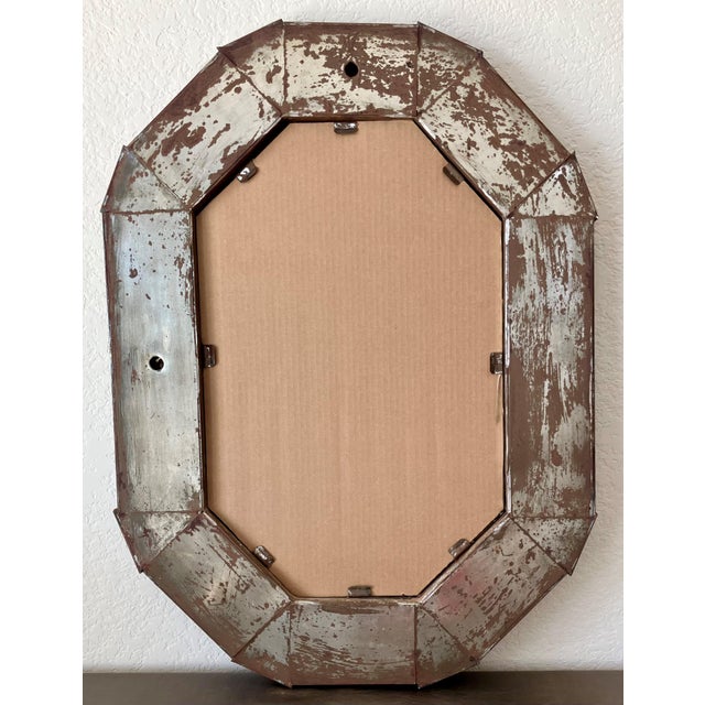 2000 - 2009 Circa 2005 Mexican Bronzed Hojalata (Tin Art Work) & Talavera Tile Mirror - Hangs Vertically or Horizontally For Sale - Image 5 of 14