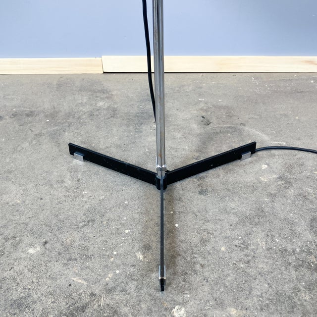 Metal Chrome and Black Lacquered Metal Floor Lamp with Fabric Shade from Wila, 1960s For Sale - Image 7 of 12