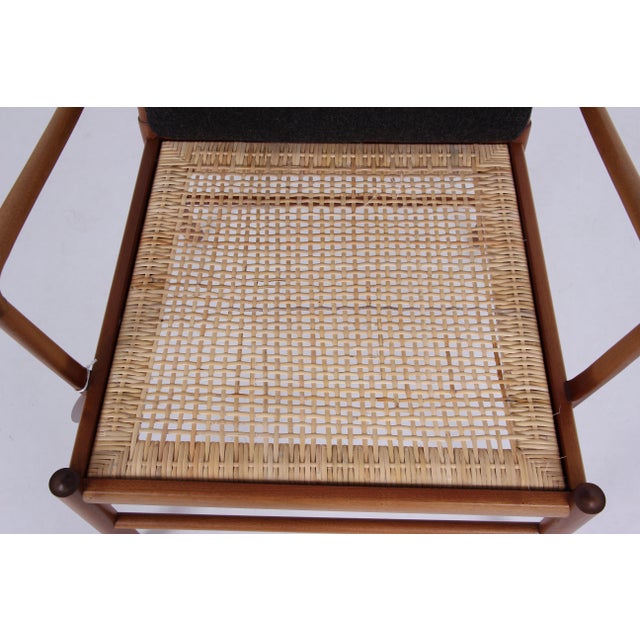 PJ149 Colonial Chair in Mahogany and Brown Fabric by Ole Wanscher for Poul Jeppesens Møbelfabrik, 1950s For Sale - Image 9 of 11