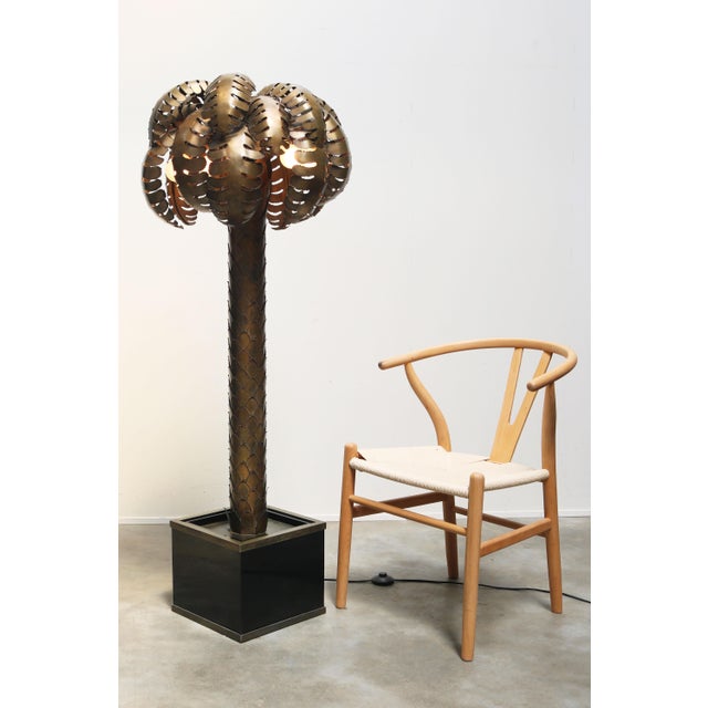 Gold Vintage Palm Floor Lamp in Brass by Christian Techoueyres for Maison Jansen, 1970 For Sale - Image 8 of 13