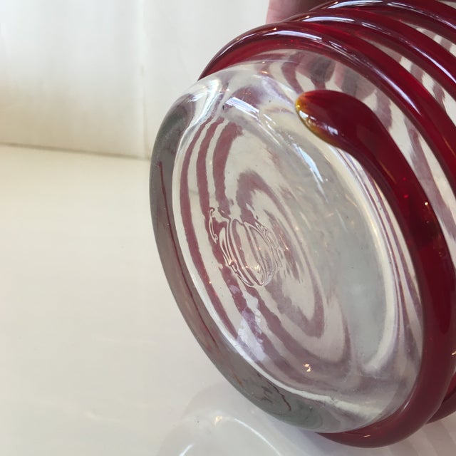 Vintage Blenko Red Swirl and Transparent Handblown Glass Vase Chairish