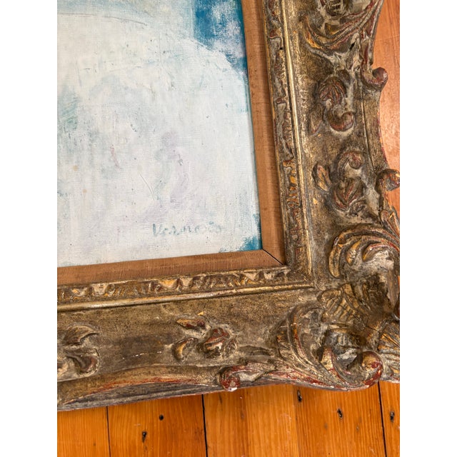 Antique French Impressionistic Painting on Canvas in Antique Wood Carved Frame For Sale In New York - Image 6 of 6