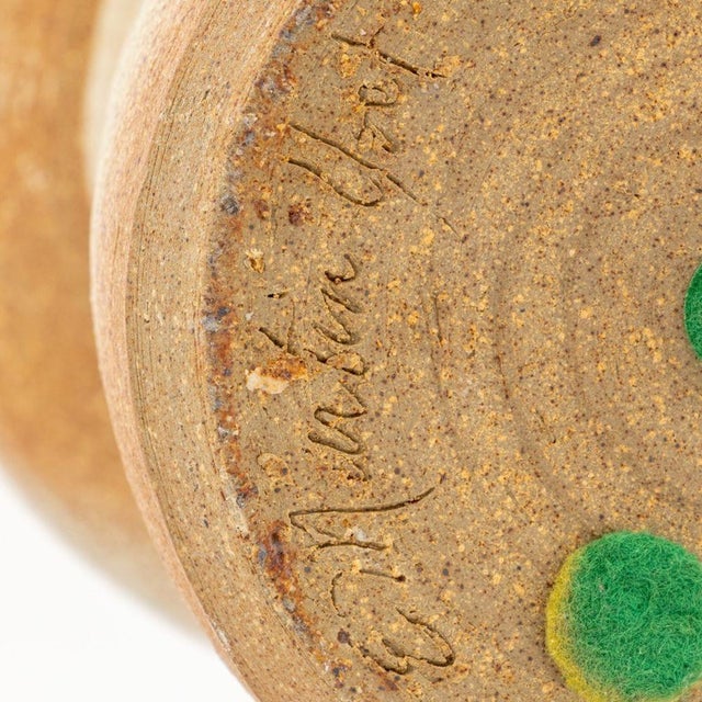 Mid 20th Century Mid-Century Modern Floral Motif Stoneware Vase For Sale - Image 5 of 6