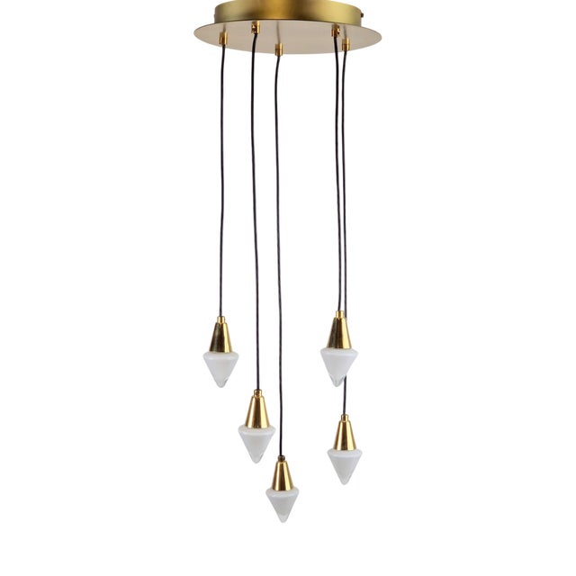 Glass and Brass Cascade Pendant Lamp by Schmidt Leuchten, 1970s For Sale