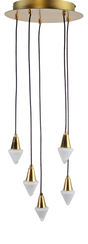 Glass and Brass Cascade Pendant Lamp by Schmidt Leuchten, 1970s