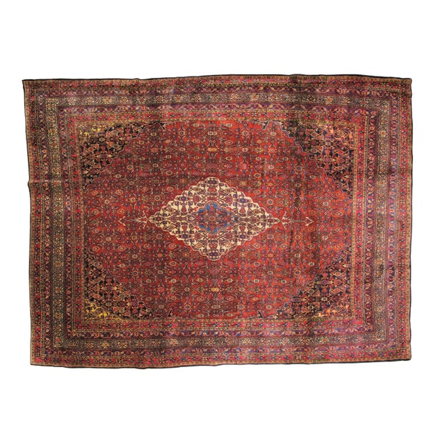 Early 20th Century Antique Persian Bibikabad Rug - 9′1″ × 12′1″ For Sale