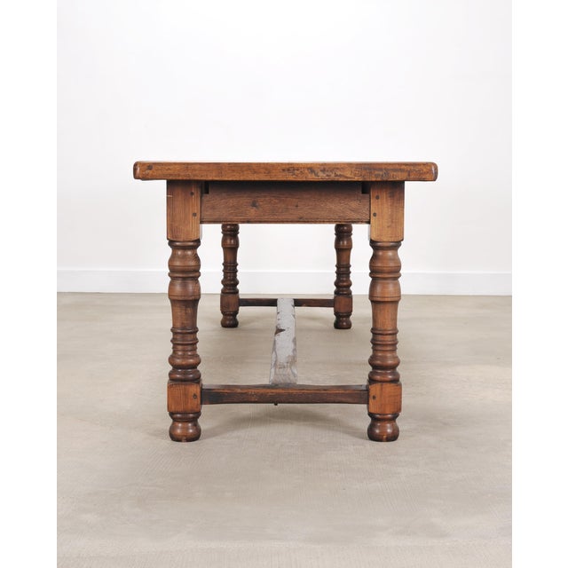 Brown Country French Oak Parquetry-Top Farmhouse Dining Table 8 Ft For Sale - Image 8 of 18