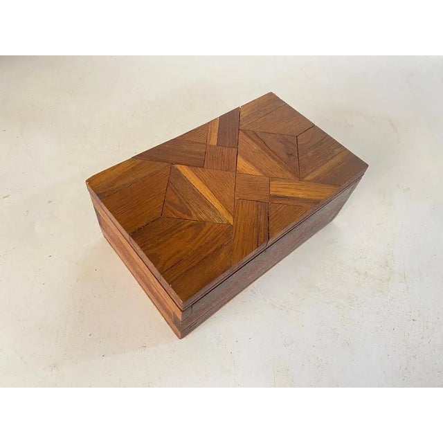 Jewelry Box in Wood with Geometrical Inlays, France, 1970s For Sale - Image 3 of 12