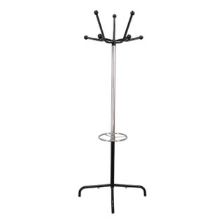 Italian Chrome and Lacquered Iron Coat Rack with Plastic Ball Hooks, 1970s For Sale